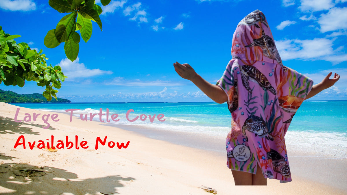 This photo shows a Turtle Cove Sand Free Beach Towels on a tropical Beach