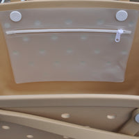 Sand Eva Silicone bag showing the insert with zipper.