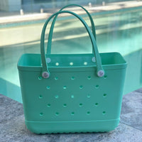 * "Large Sea Foam EVA silicone beach tote bag front view showcasing maximum capacity and sturdy construction"