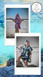 Turtle Cove and Bird of Paradise two of the biggest sellers at Sandi Toes Hooded Beach Towels Website