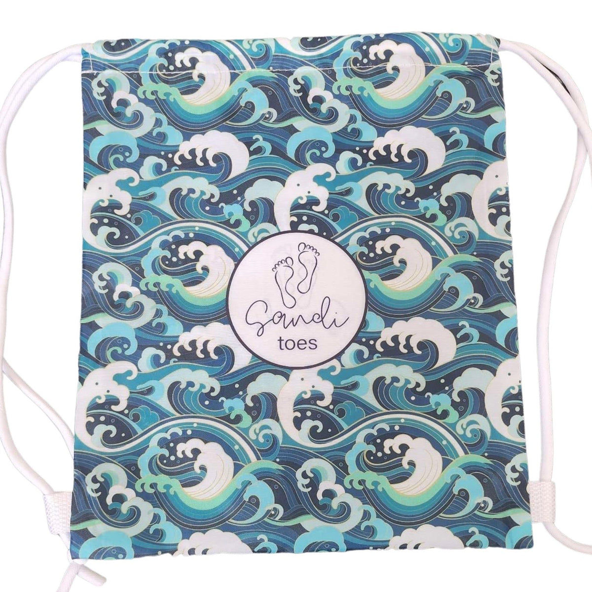 This picture shows one of 7 design wet bags which come with your sand free hooded beach towels