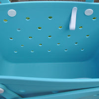  "Aqua Marine Eva Silicone bag showing the clip for sunglasses keys etc."
