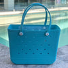 "Large Aqua Marine EVA silicone beach tote bag front view showcasing maximum capacity and sturdy construction"