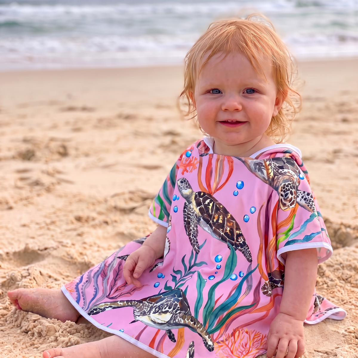 Baby Wearing turtle cove Hoodie towel