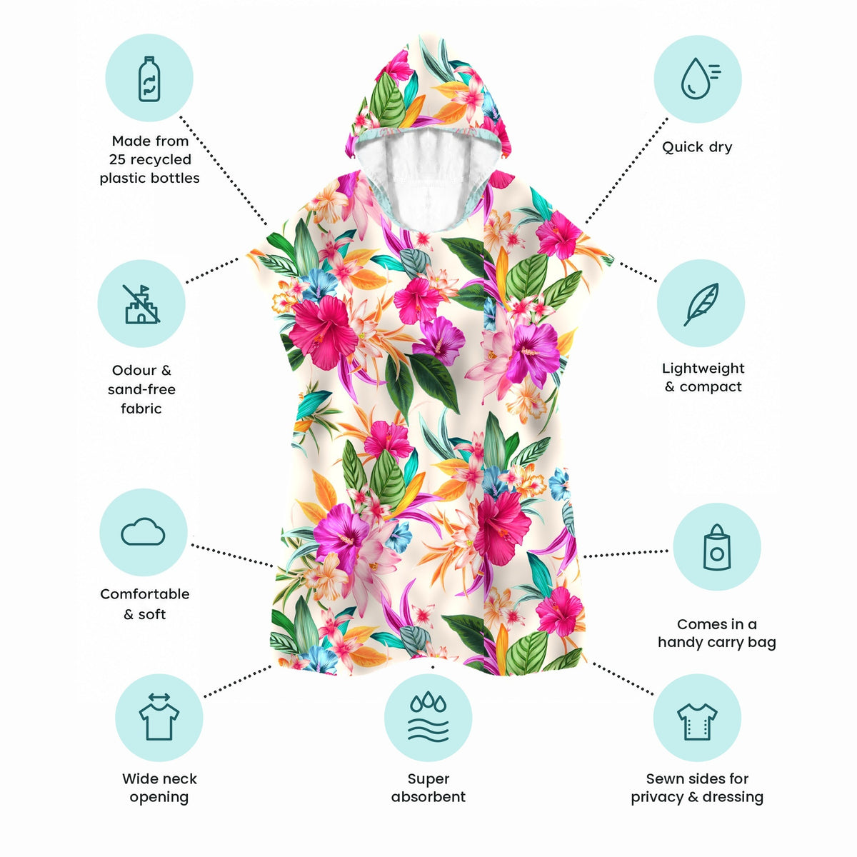 Island Princess sand-free adult hoodie with product features