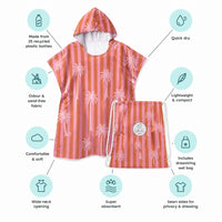 Palm Springs sand-free kids hoodie and wet bag with product features