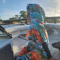 Wave Rider large hoodie on a boat